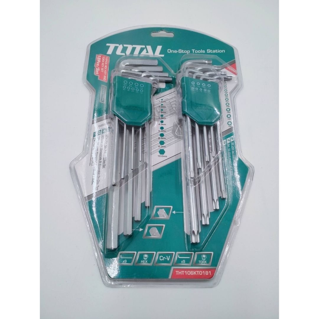 TOTAL THT106KT0181 SET HEX KEY TORX KEY 18 PCS